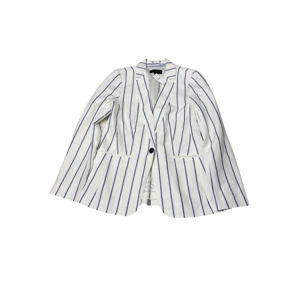 NWT Talbots Womens‎ White Blue Striped Linen Cotton Blazer Jacket Size 6 $179